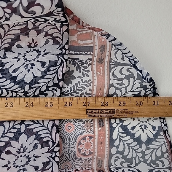 American Rag Orange, Navy & Off White Sheer Boho Print M - Picture 12 of 15